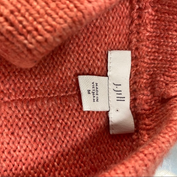 J. Jill Peach Exposed Seam Crew Neck Drop Shoulder Chunky Sweater M - Picture 6 of 7